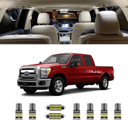 Gy-Adc 15 قطعة F250 F350 طقم إضاءة LED داخلي لـ 1999-2016 Ford F-250 F-350 Super Duty White 6000K حزمة إضاءة LED داخلية، أضواء الشحن، أضواء لوحة الترخيص، أداة التثبيت in Kuwait