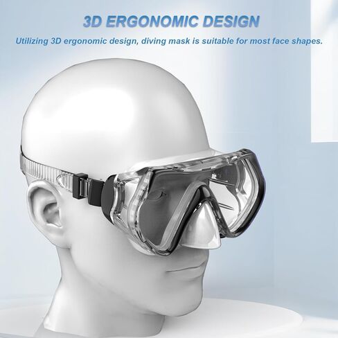 BuyCard عبوتان من معدات الغطس للبالغين، قناع الغطس الجاف، قناع الغطس، رؤية بانورامية واسعة 180 درجة، مجموعة الغطس الاحترافية للبالغين تتنفس بحرية (أسود وأسود شفاف) in Kuwait