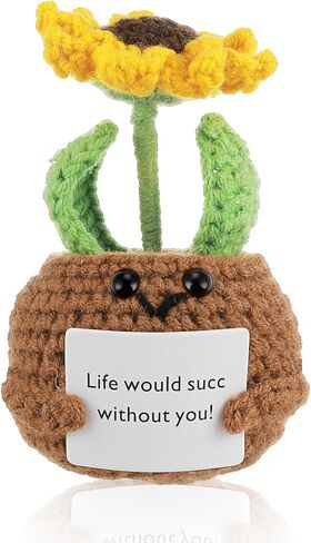 DSLSQD عباد الشمس بوعاء النبات دمى البطاطس الإيجابية، الكروشيه اليدوية الاصطناعي مصغرة بوعاء الكروشيه عباد الشمس على شكل نباتات محبوكة للهدايا الزفاف الجدول الرف سيارة مكتب غرفة نوم in Kuwait