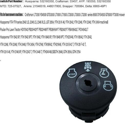 PARFIT 532175566 Ignition Switch with Key 4-Position 7-Terminals for Craftsmann Dixonn Husqvarn Cub Cade 532175566 John Deeree E100 D100 LA100 L105 L100 L110 GY20074 175566… in Saudi Arabia