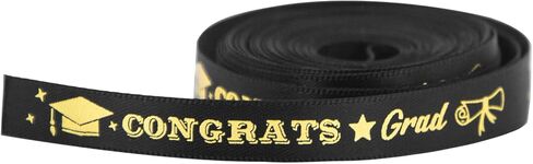 Dohia Graduation Ribbon Class of 2024 Ribbon Roll Decorative Graduation Cake Ribbon Decorations Graduate Gifts Wrapping Grosgrain Congrats Grad Satin Ribbon D1-BYJSD (Black) in Saudi Arabia