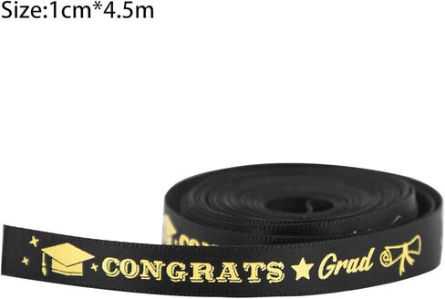Dohia Graduation Ribbon Class of 2024 Ribbon Roll Decorative Graduation Cake Ribbon Decorations Graduate Gifts Wrapping Grosgrain Congrats Grad Satin Ribbon D1-BYJSD (Black) in Saudi Arabia