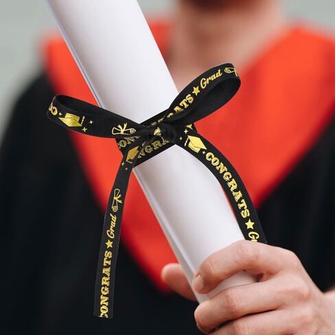 Dohia Graduation Ribbon Class of 2024 Ribbon Roll Decorative Graduation Cake Ribbon Decorations Graduate Gifts Wrapping Grosgrain Congrats Grad Satin Ribbon D1-BYJSD (Black) in Saudi Arabia