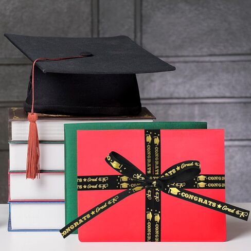 Dohia Graduation Ribbon Class of 2024 Ribbon Roll Decorative Graduation Cake Ribbon Decorations Graduate Gifts Wrapping Grosgrain Congrats Grad Satin Ribbon D1-BYJSD (Black) in Saudi Arabia
