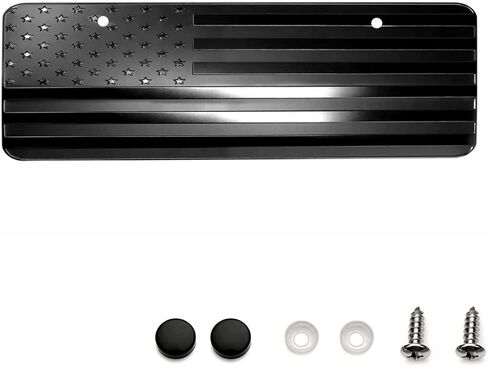 لوحة ترخيص معدنية منقوشة بعلم أسود من LFPartS USA (12 بوصة × 4 بوصة (نصف حجم)، أسود) فتحتان in Kuwait