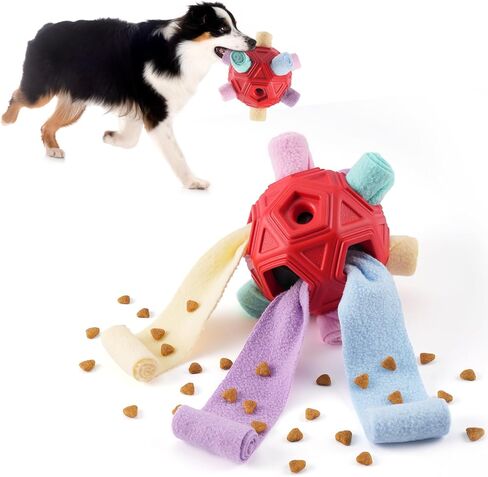 Yikko Interactive Snuffle Ball, Upgraded Chew Dog Toys for Aggressive Chewers, Cloth Strip Hiding Food for Small Medium Dogs (Rainbow Orange) in Saudi Arabia