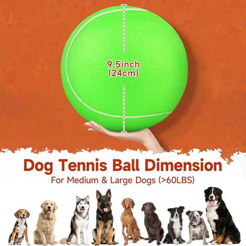 QDAN Giant Large Tennis Ball for Dogs: 9.5" Premium Balls for Dog for Outdoor Play Chasing, Big Tennis Ball Dogs Toy, Tennis Ball for Small Medium Large Dogs, Pet Ball Birthday, Yellow in Saudi Arabia