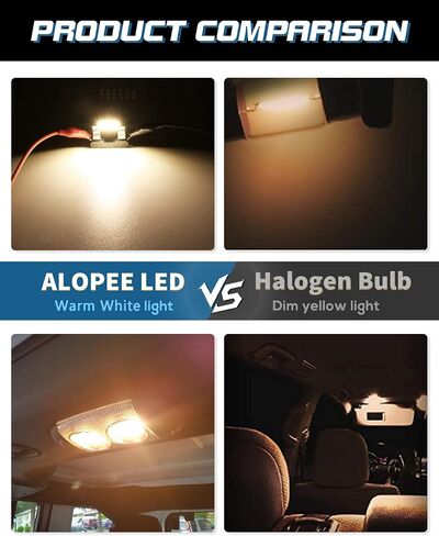 Alopee 3022 DE3022 LED لمبة 31 مم (1.22 بوصة) فسطون أبيض دافئ 3000K 9SMD 2016 رقائق، غير قطبية خالية من الأخطاء 3175 DE3175 LED لمبة لخريطة ضوء القبة، الباب، الجذع، ضوء لوحة الترخيص، حزمة من 6، DC 9-28V in Kuwait
