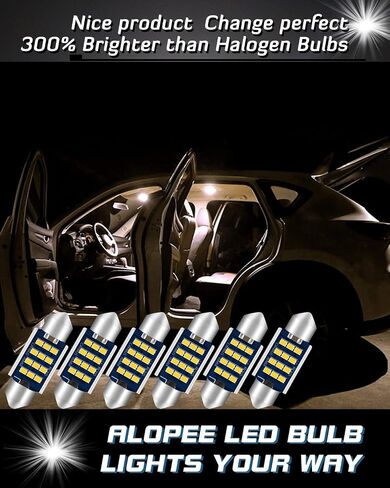 Alopee 3022 DE3022 LED لمبة 31 مم (1.22 بوصة) فسطون أبيض دافئ 3000K 9SMD 2016 رقائق، غير قطبية خالية من الأخطاء 3175 DE3175 LED لمبة لخريطة ضوء القبة، الباب، الجذع، ضوء لوحة الترخيص، حزمة من 6، DC 9-28V in Kuwait