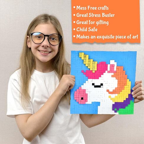 STICK 'N' STACK Mosaic Arts and Crafts for Kids and Adults with 3D Foam Stickers, Heart Design, Mess-Free Kids Craft Kit for Striking 3D Art, Makes Unique Heart Gifts for Girls and Boys Ages 10+ in Saudi Arabia