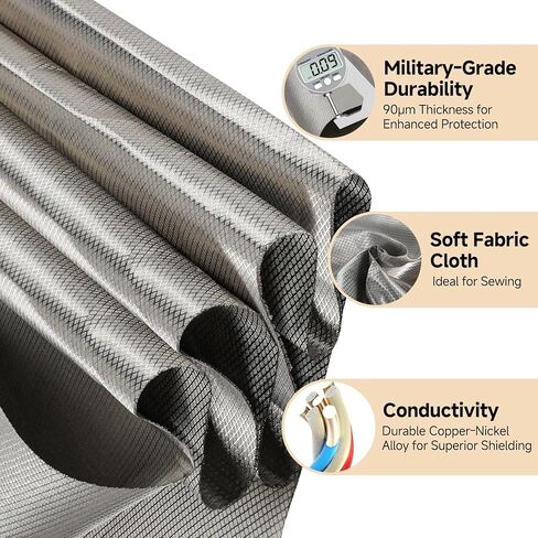Faraday Fabric, 44" x 108" - Military-Grade Conductive Material for EMP Protection & Signal Blocking - Blocks Cell Phone, WiFi, Bluetooth - Easy to Cut & Sew in Kuwait