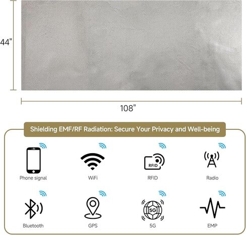 Faraday Fabric, 44" x 108" - Military-Grade Conductive Material for EMP Protection & Signal Blocking - Blocks Cell Phone, WiFi, Bluetooth - Easy to Cut & Sew in Kuwait