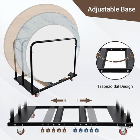 عربة طاولة قابلة للطي من إيستريكسون، عربة حائط جافة مقاس 45.6 بوصة × 29 بوصة × 36.2 بوصة مع عجلات دوارة من البولي يوريثان، طاولة دوللي للخدمة الشاقة مع 1800 رطل وسعة 10 طاولات لمناسبات الحفلات، أثاث الفندق، المصانع، المستودعات in Kuwait