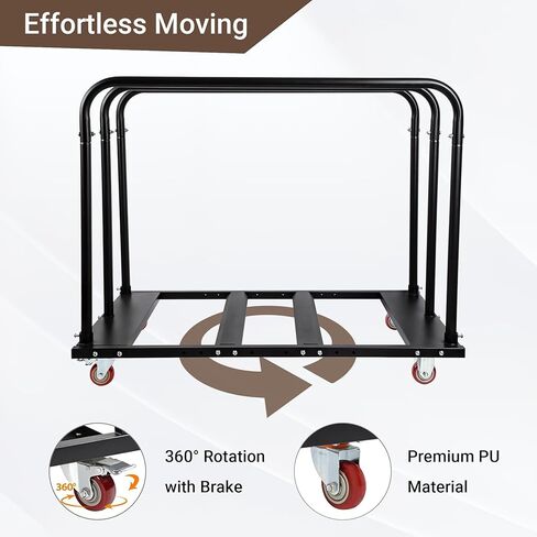 عربة طاولة قابلة للطي من إيستريكسون، عربة حائط جافة مقاس 45.6 بوصة × 29 بوصة × 36.2 بوصة مع عجلات دوارة من البولي يوريثان، طاولة دوللي للخدمة الشاقة مع 1800 رطل وسعة 10 طاولات لمناسبات الحفلات، أثاث الفندق، المصانع، المستودعات in Kuwait