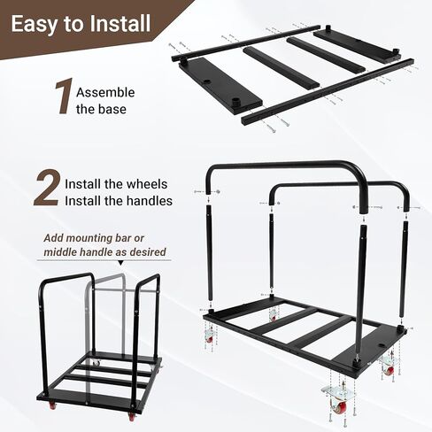 عربة طاولة قابلة للطي من إيستريكسون، عربة حائط جافة مقاس 45.6 بوصة × 29 بوصة × 36.2 بوصة مع عجلات دوارة من البولي يوريثان، طاولة دوللي للخدمة الشاقة مع 1800 رطل وسعة 10 طاولات لمناسبات الحفلات، أثاث الفندق، المصانع، المستودعات in Kuwait
