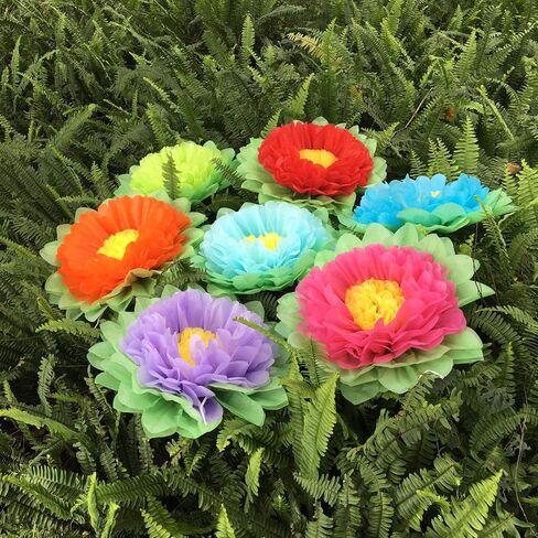 Tissue Paper Flowers Paper Pom Poms for Party Decorations Birthday Celebration Wedding and Outdoor Decoration - Set of 7 pcs (Rainbow) in Saudi Arabia