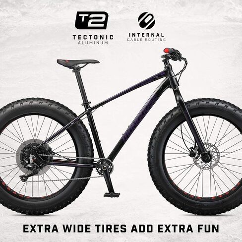 Mongoose Argus Sport Men and Women Fat Tire Mountain Bike, 26-Inch Wheels, Tectonic T2 Adult Frame, Hydraulic Disc Brakes in Saudi Arabia