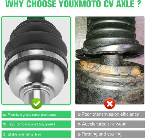Youxmoto 2 Front+2 Rear CV Axle Fit for Yamaha Kodiak 450-2018-2021; For Grizzly 550-2009-2014; for Grizzly 700 2007 2008 2009 2010 2011 2012 2013; 4340 Chromoly Steel CV Axle Drive Half Shaft in Saudi Arabia