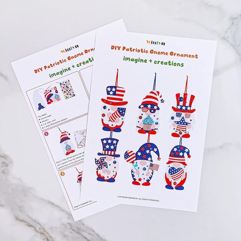 Winlyn 36 Sets 4th of July Craft Kits Patriotic Crafts DIY Gnome Ornaments Decorations Art Sets Gnome with Red White Blue USA Flag Star Patriotic Stickers for Kids Party Favors Classroom Activities in Saudi Arabia