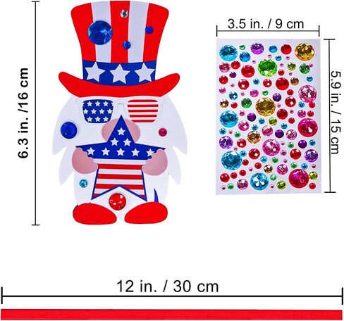 Winlyn 36 Sets 4th of July Craft Kits Patriotic Crafts DIY Gnome Ornaments Decorations Art Sets Gnome with Red White Blue USA Flag Star Patriotic Stickers for Kids Party Favors Classroom Activities in Saudi Arabia