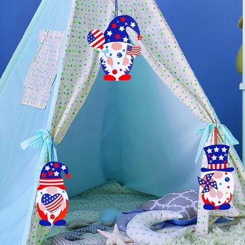 Winlyn 36 Sets 4th of July Craft Kits Patriotic Crafts DIY Gnome Ornaments Decorations Art Sets Gnome with Red White Blue USA Flag Star Patriotic Stickers for Kids Party Favors Classroom Activities in Saudi Arabia