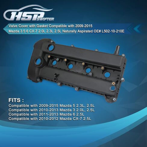 HSPSWIFTER Valve Cover with Gaskets Compatible with 2009-2015 Mazda 5 2010-2013 Mazda 3 2011-2013 Mazda 6 2010-2012 Mazda CX-7 OE# L502-10-210E L50210210E L3Y1-10-210A L502-10-210B L502-10-210C in Saudi Arabia