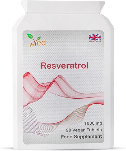 Ved RESVERATROL 1000 mg 90 Tablet، مضادات الأكسدة القوية، تعزز مكافحة الشيخوخة، دعم القلب والأوعية الدموية، كمية تكفي 90 يومًا لكل زجاجة. in Kuwait