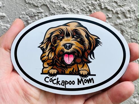 WickedGoodz Oval Cockapoo Mom Magnet - Dog Breed Magnetic Car Decal in Saudi Arabia