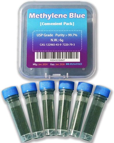 مسحوق الميثيلين الأزرق 6 جرام (بلوري أخضر داكن) درجة USP - تحضير 600 مل محلول 1٪ in Kuwait
