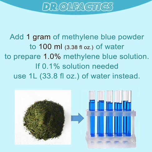 مسحوق الميثيلين الأزرق 6 جرام (بلوري أخضر داكن) درجة USP - تحضير 600 مل محلول 1٪ in Kuwait
