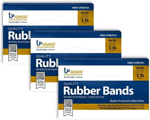 Upgrade Office Supply UPG22564 Rubber Bands, Size #64 (3-1/2" x 1/4"), Natural Crepe, Made in USA (3 Pound Box) in Kuwait