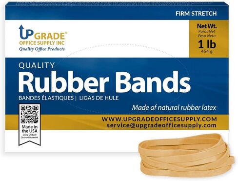 Upgrade Office Supply UPG22564 Rubber Bands, Size #64 (3-1/2" x 1/4"), Natural Crepe, Made in USA (3 Pound Box) in Kuwait