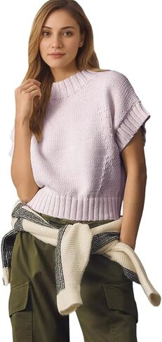 سترة نسائية من Malajisi برقبة وهمية وأكمام قصيرة وسترات صوفية كاجوال سادة مقصوصة in Kuwait