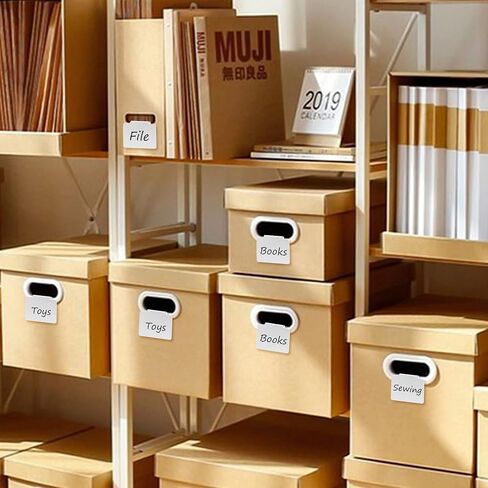 YEUIKERR 30 قطعة من ملصقات سلة السلة بمشبك على مجموعة، ملصقات بمشبك سلة بلاستيكية بيضاء غير لامعة قابلة للإزالة، حاملات ملصقات لسلة المؤن، مشبك أبيض على ملصقات لسلال التخزين، علامة صناديق المطبخ، الصناديق in Kuwait