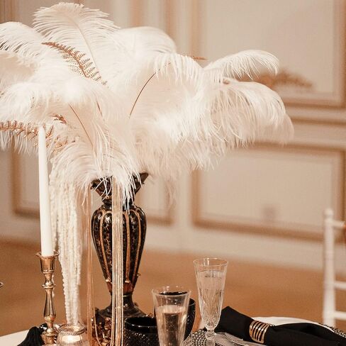90 Pcs Natural Ostrich Feathers Plumes for Centerpieces 12-14 Inch, 10-12 Inch, 8-10 Inch Vase Feathers Decor Tall for Wedding Party Centerpieces, Flower Arrangement and Home Decoration (White) in Saudi Arabia