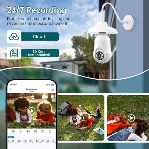 كاميرا أمان المصباح الكهربائي COMBATH، 5G/2.4 جيجا هرتز واي فاي 2K كاميرات الإضاءة في الهواء الطلق مع مقبس E27، كشف الحركة وإنذار صفارة الإنذار، محادثة ثنائية الاتجاه، رؤية ليلية ملونة، متوافقة مع Alexa 2 Pack in Kuwait