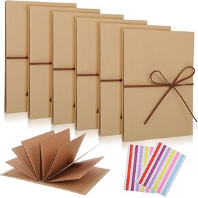 6 Pack 6 x 8 Inches Accordion Scrapbook Brown Pages, Hardcover Paper Photo Albums, Stretchable Folding DIY Handmade Adventure Book Gift for Anniversary, Graduation, Christmas in Kuwait