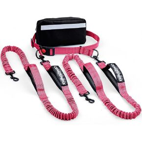 Hands Free Dog Leash for 2 Dogs – Waist Leash for Dog Walking with Dual Bungee, Reflective No Pull Design, Adjustable Belt & Pouch for Running, Hiking, Jogging in Saudi Arabia