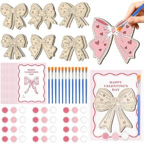 Moonld 12 مجموعة من هدايا عيد الحب القوس الوردي للبالغين القوس الخشبي القوس الوردي هدايا الحفلات غير المكتملة مجموعات الحرف اليدوية مع بطاقات عيد الحب للوازم الحفلات والأنشطة الفنية in Kuwait