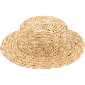 Small Straw Hat for Dolls 7 Inch Mini Woven Round Top DIY Craft Hat Photo Prop Party Decoration for Dollhouse and Toy Accessories in Kuwait