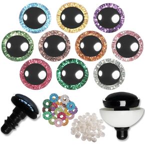 200 قطعة من عيون السلامة 12 مم من Hukiwow مع غسالات وترتر 12 مم من البلاستيك الملون لحيوانات الكروشيه من أجل دمى الدببة والحرف اليدوية لتزيين الحيوانات (10 ألوان) in Kuwait