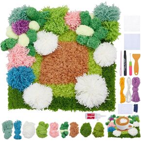 WEBEEDY Latch Hook Moss Coaster Kit for Adults Beginners, 3D Moss Design Coasters DIY Complete Square Coaster Crochet Set with Instruction for Home Office Decor, 7.7x8.3 Inch in Saudi Arabia