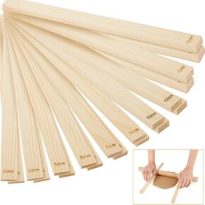 Sasylvia 10 Pcs Pottery Teaching Rolling Mud Stick Guide 5 Size Wooden Rolling Pin Guides Sticks Set Polymer Clay Depth Guide Pottery Tools Clay Tool Mudboard Tools for Polymer Thickness in Kuwait