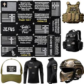 meneng المسيحية هوك وحلقة الرقع: 12pcs التكتيكية المطرزة زين العسكرية لحقيبة الظهر سترة سترة قبعة - آيات الكتاب المقدس المعنويات الحرف اليدوية للرجال المحاربين القدامى التكتيكية والعتاد in Kuwait