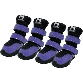Dog Shoes for Winter Outdoor Purple Patent Leather Fleece-Lined for Warmth Waterproof Non-Slip Dog Booties 4PCS (7#(2.36-2.56)) in Saudi Arabia