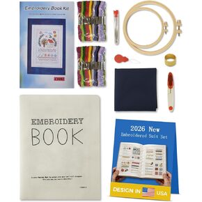 UESAN DIY Stitch Book, Embroidery Practice Book for Beginners with Full Sewing Kit, Linen Fabric, Hoop, Threads & Tutorials, Complete Starter Kit for Handmade Lovers in Kuwait