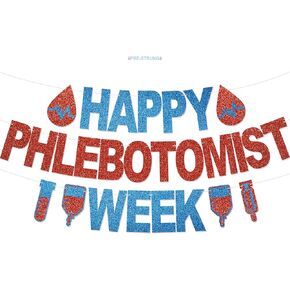 Happy Phlebotomist Week Banner - No DIY Glitter Phlebotomist Week Party Decorations for Phlebotomy Week Appreciation Gifts in Kuwait