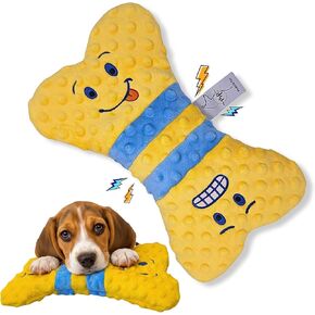 Crinkle Dog Toy, No Stuffing Squeaky Dog Toy for Small, Medium&Large Breeds–Interactive-Ideal for Enrichment Fetch Anxiety Relief, Boredom Reducer–Soft Pet-Safe Materials-Yellow Plush Bone in Gift Box in Saudi Arabia