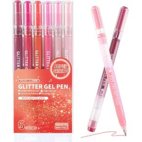 أقلام جل لامعة، 6 ألوان مزدوجة لامعة، قلم حبر هلامي معدني لامع أرجواني مع سعة كبيرة 1.0 مم، أقلام ألوان ناعمة للكتابة لملاحظة التلوين للبالغين، والرسم، واللوازم الفنية in Kuwait