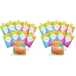 Baby Brezza Reusable Baby Food Storage Pouches, 10 Pack 7oz - Make Organic Food Puree for Kids or Toddlers and Store in Refillable Squeeze Pouches, Bulk Set is Freezer Safe & Washable in Kuwait